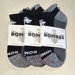 Bombas Ankle Socks 3-Pack – Gray & black – Unisex – Size Medium